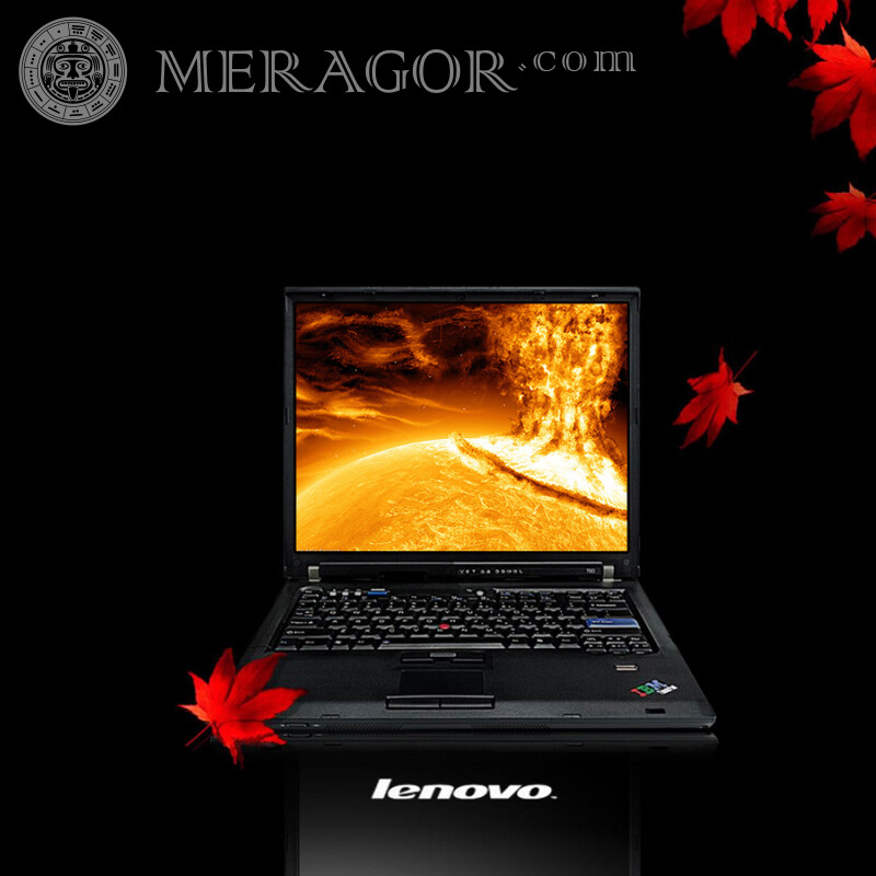 Lenovo Laptop mit Logo Logos Technik