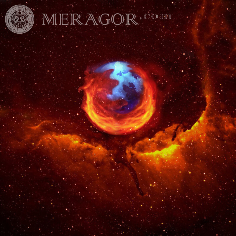 Огненный логотип Firefox на аву Логотипи