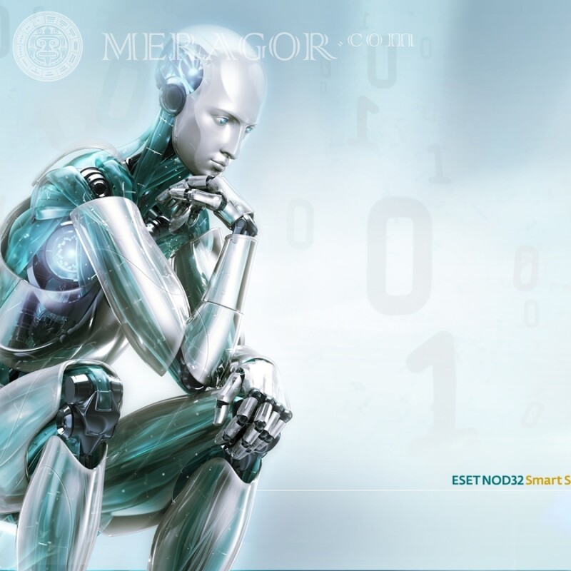 Antivirenroboter ESET NOD32 auf dem Avatar Roboter Logos