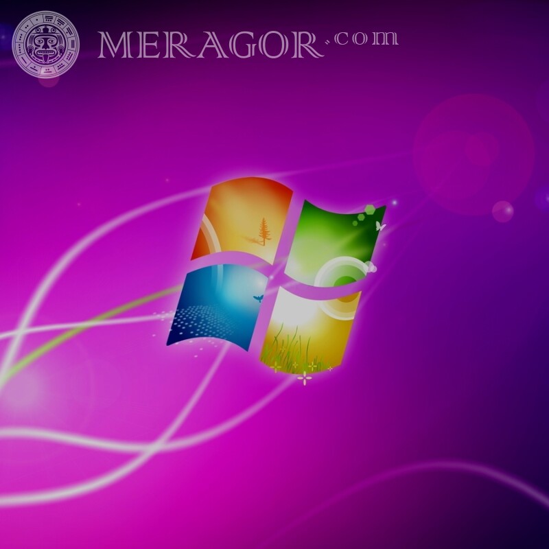 Логотип Windows на розовом фоне ава Logos Technik