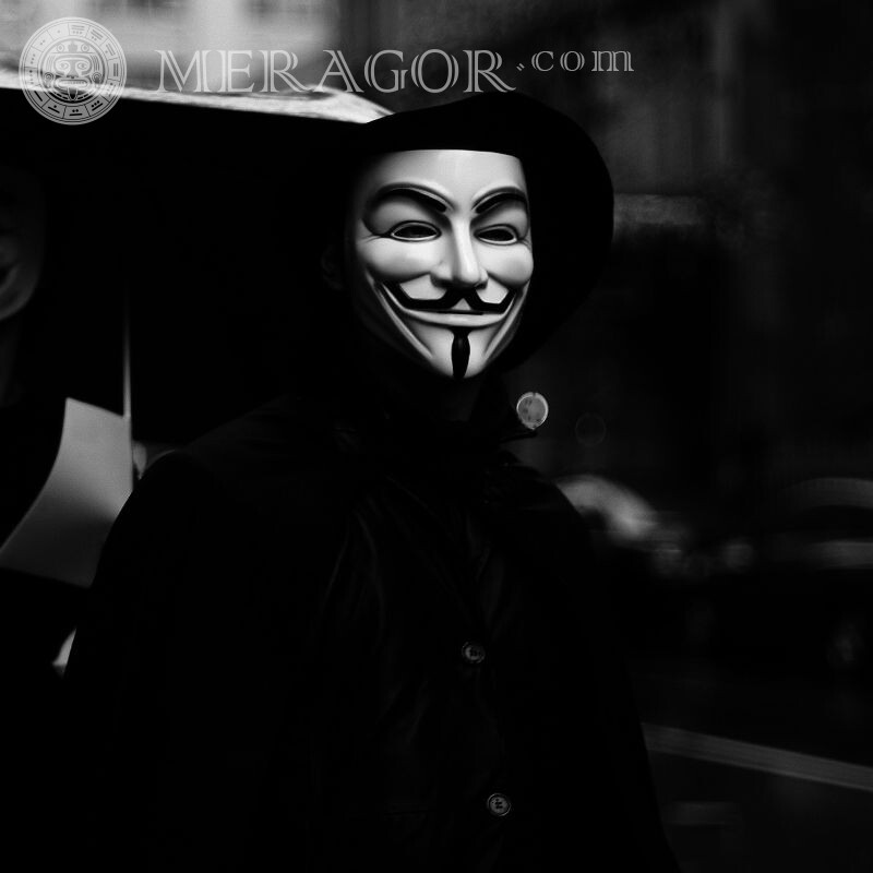 Черно белая ава анонимус Черно-белые Без лица В капюшоне В маске