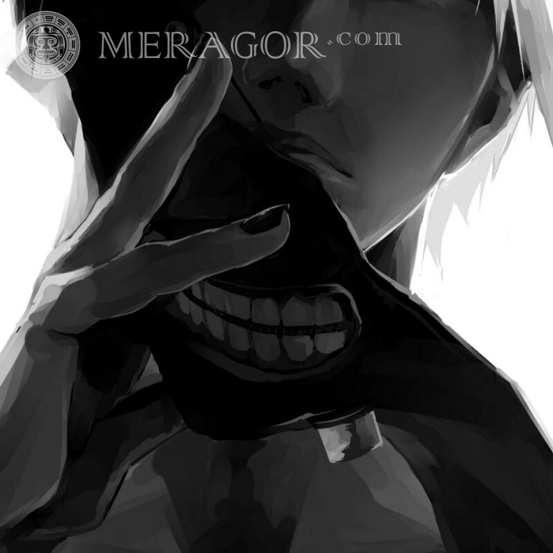 Avatar de anime em preto e branco sem rosto Anime, desenho Sem rosto Preto e branco