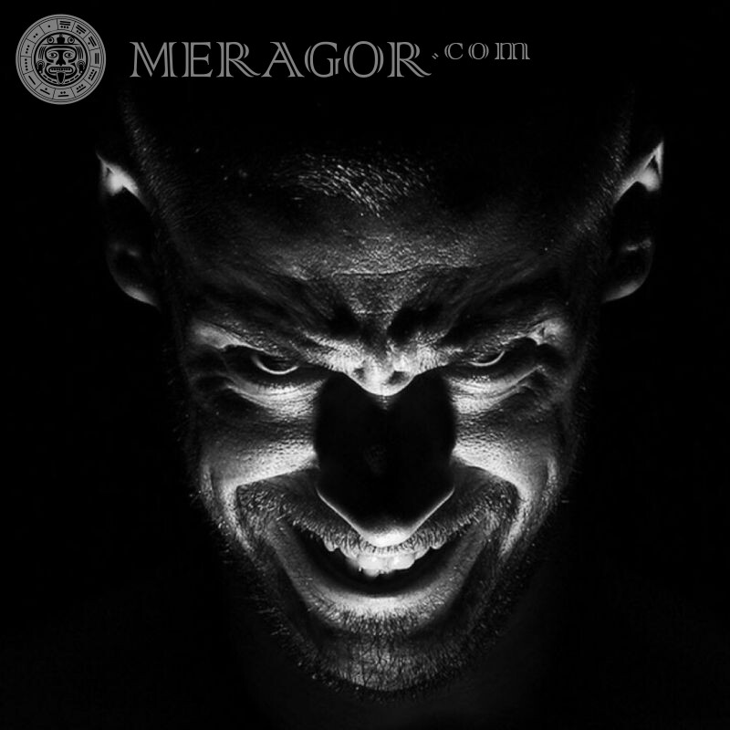 Wütendes Gesicht auf Avatar schwarz und weiß Schwarz-weisse