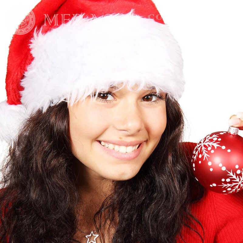 Neujahrsbastelfotos Weihnachten Avatare Bruenette In der Kappe Für VK