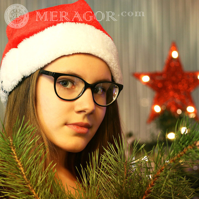 Neujahrsbilder kostenloser Download Weihnachten Avatare In der Kappe mit Brille