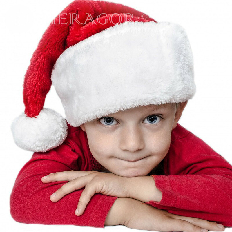 Neujahrsbabyfotojunge Weihnachten Avatare In der Kappe Kindliche Jungen