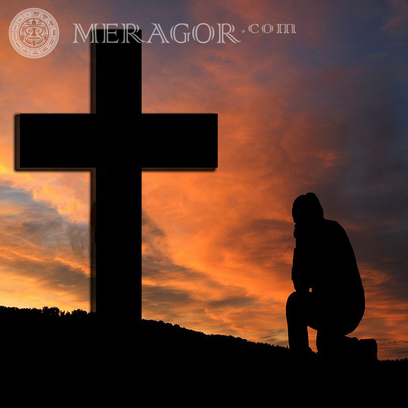 Молитва возле христа аватарка Грустные Религиозные Силуэт