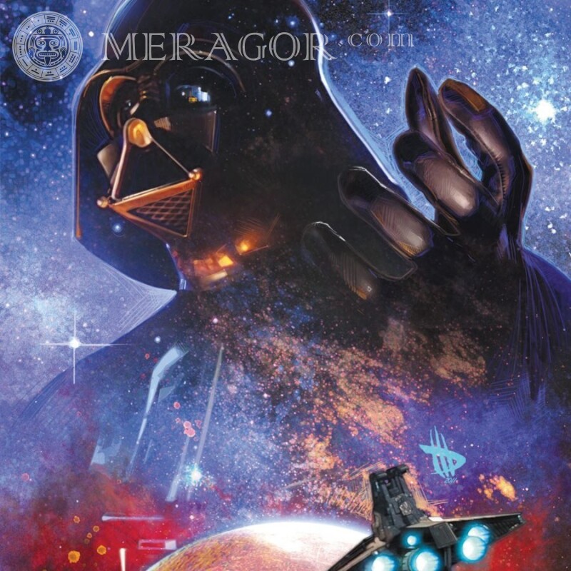 Arte con Darth Vader en el avatar Anime, figura Star Wars Enmascarado