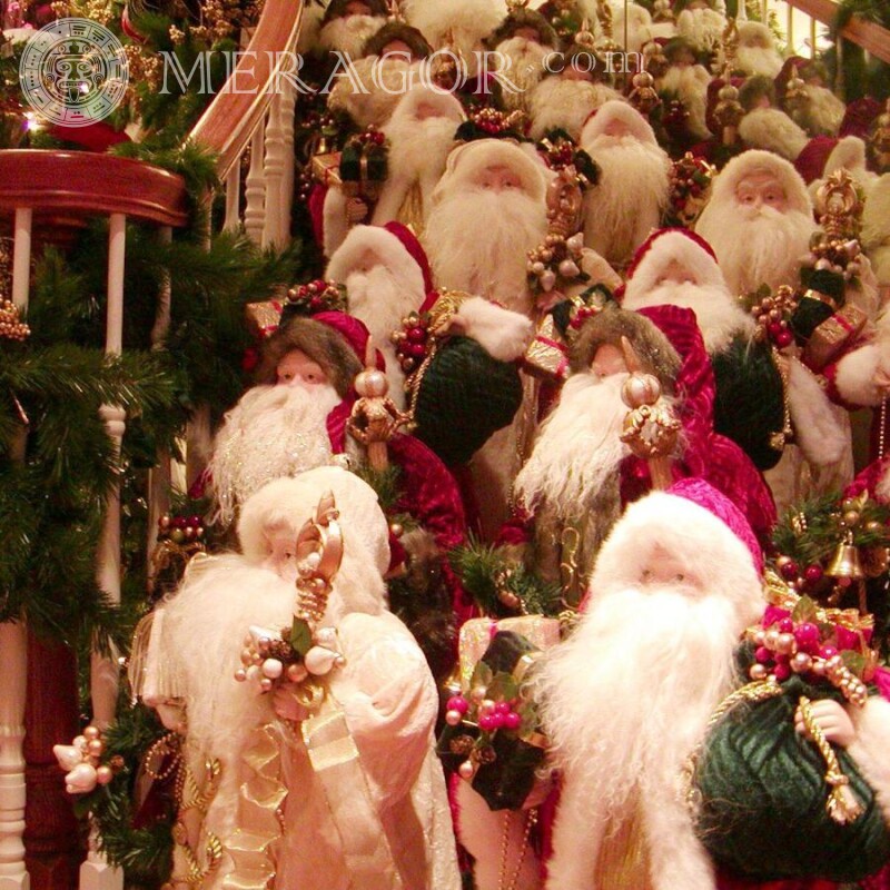 Толпа Дедов Морозов на аву Праздники Новогодние