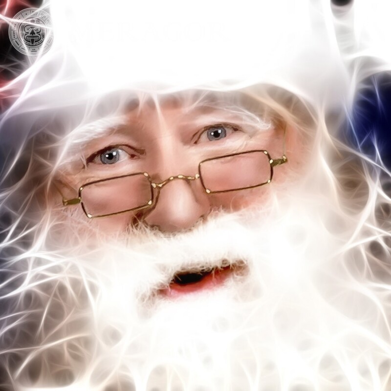 Laden Sie für den Avatar des Mannes ein Foto des Weihnachtsmanns mit Brille herunter Weihnachtsmann Weihnachten Avatare Feierzeit