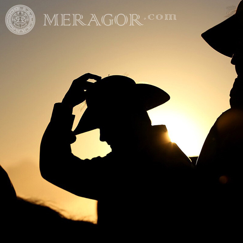 Cowboy hat when meeting for profile Silhouette In a cap Mod