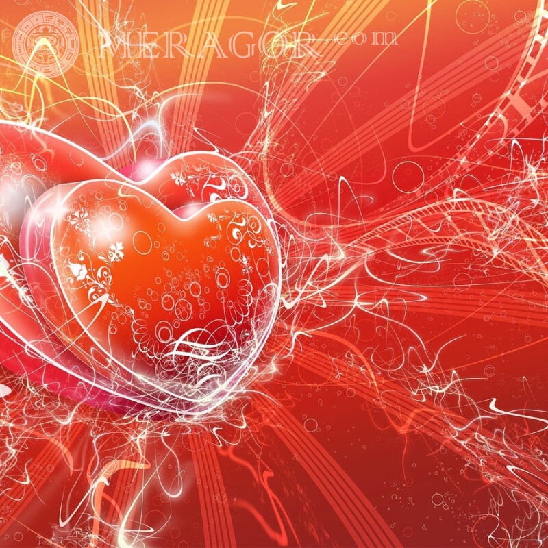 Картинка на аву с сердцем красная Праздники Любовь