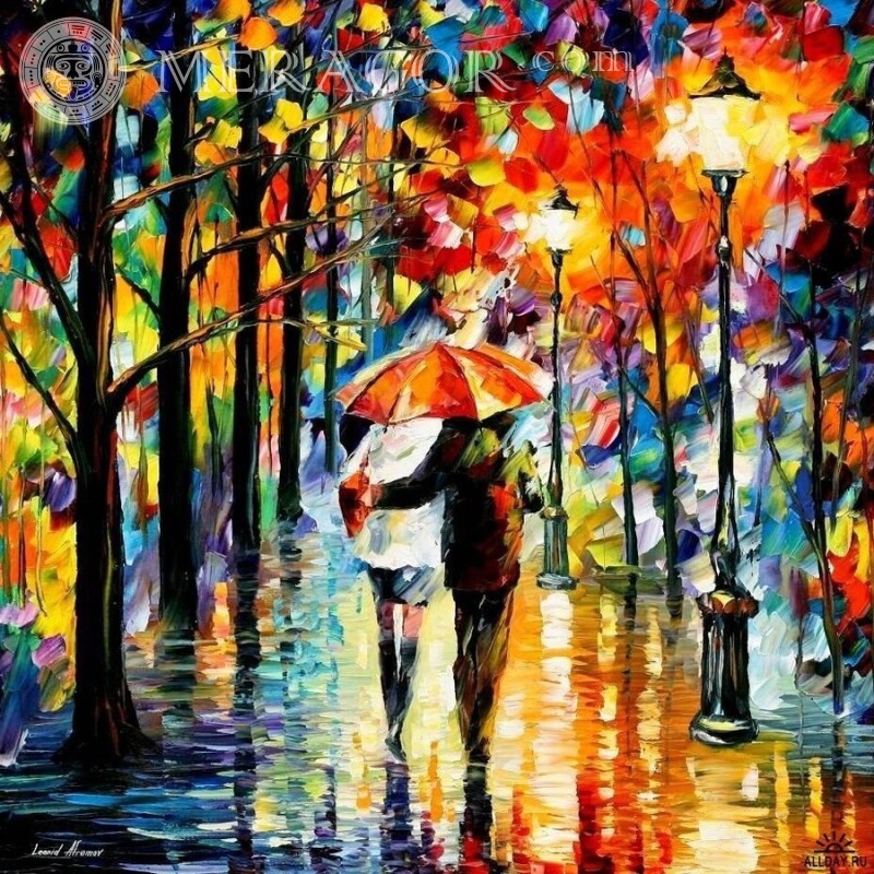 Дождливая осень рисунок на аву Аниме, рисунок Осенние