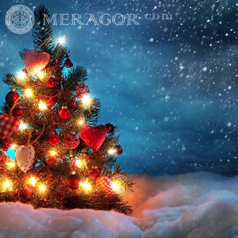 Árvore de natal no avatar do Facebook Feriados Para o ano novo