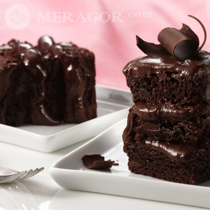 Piece of chocolate cake photo Food