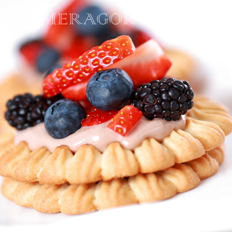 Dessert with blueberries, blackberries, strawberries Food