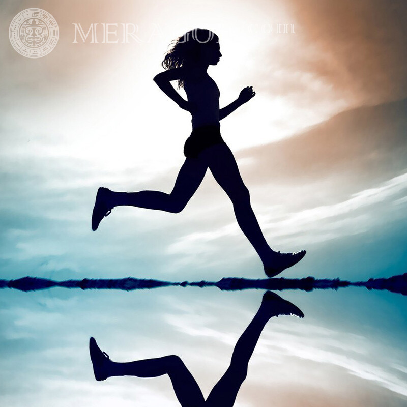 Girl running reflection sky avatar Silhouette Sporty