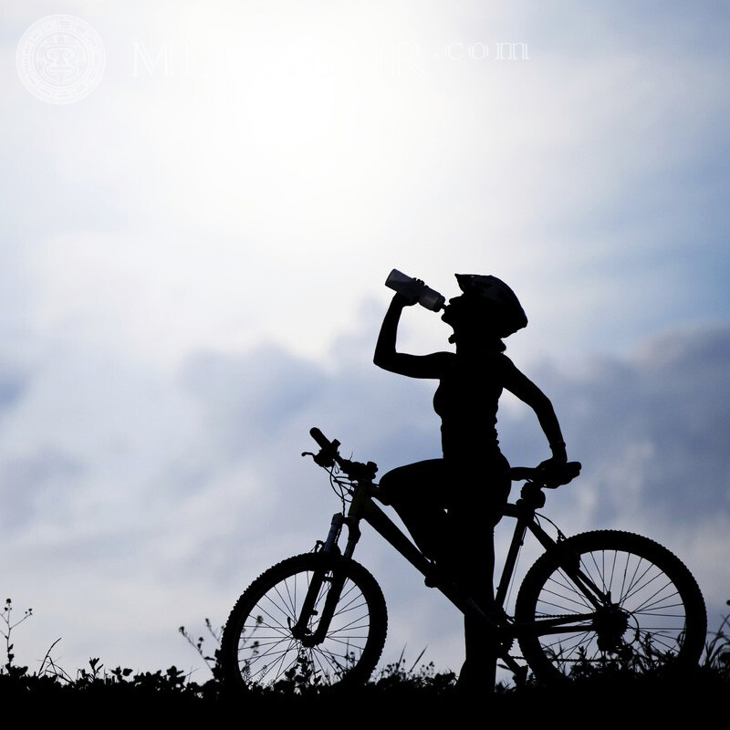 Girl on a bicycle picture Silhouette Sporty