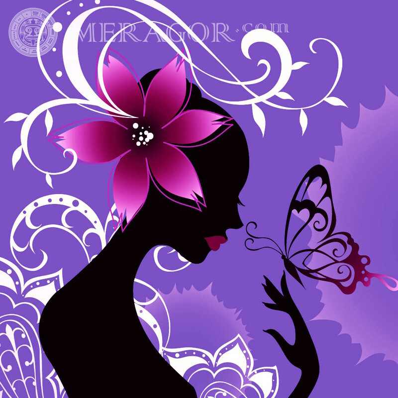 Schmetterlingsfoto der Mädchenschattenbildart Silhouette Anime, Zeichnung