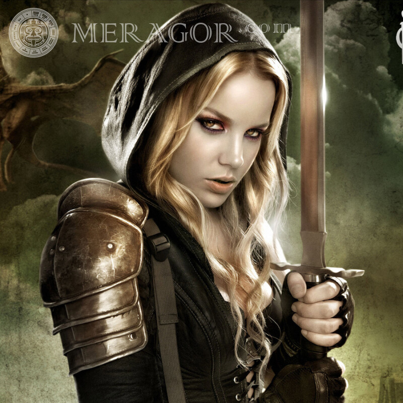Art Warrior girl avec une épée sur la photo de profil Les filles Animé, dessin Blonds
