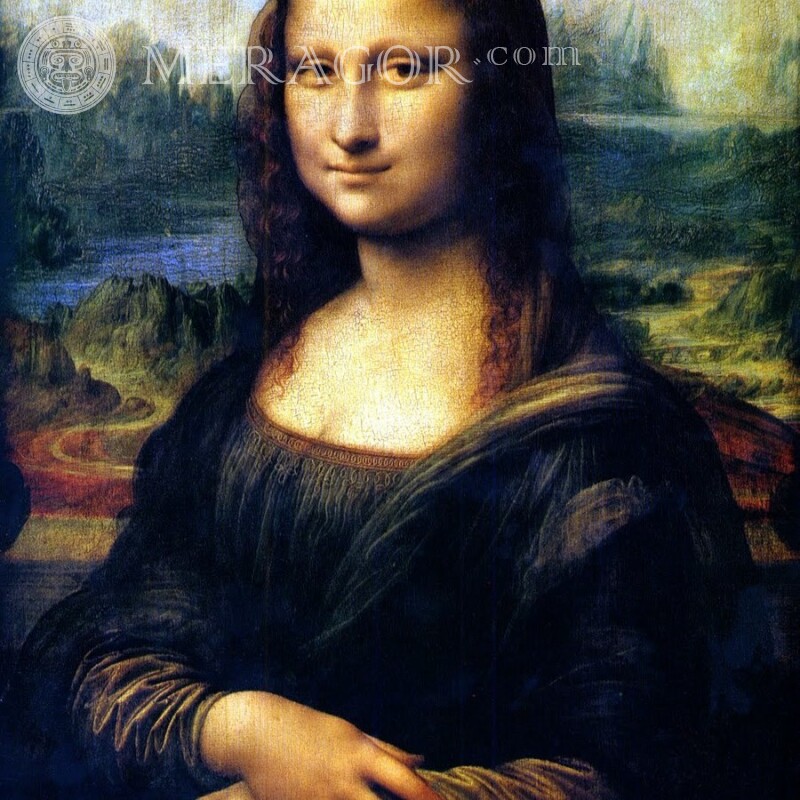 Мона Лиза картина на аву Аниме, рисунок Женщины Лица, портреты