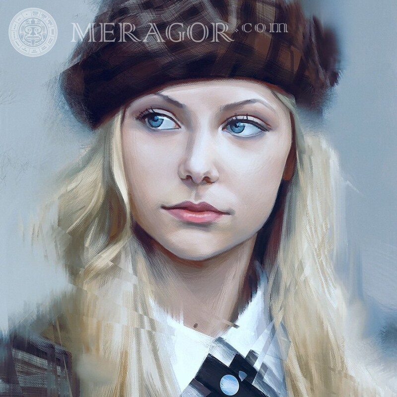 Girl in a beret drawing for an avatar Girls Blondes In a cap