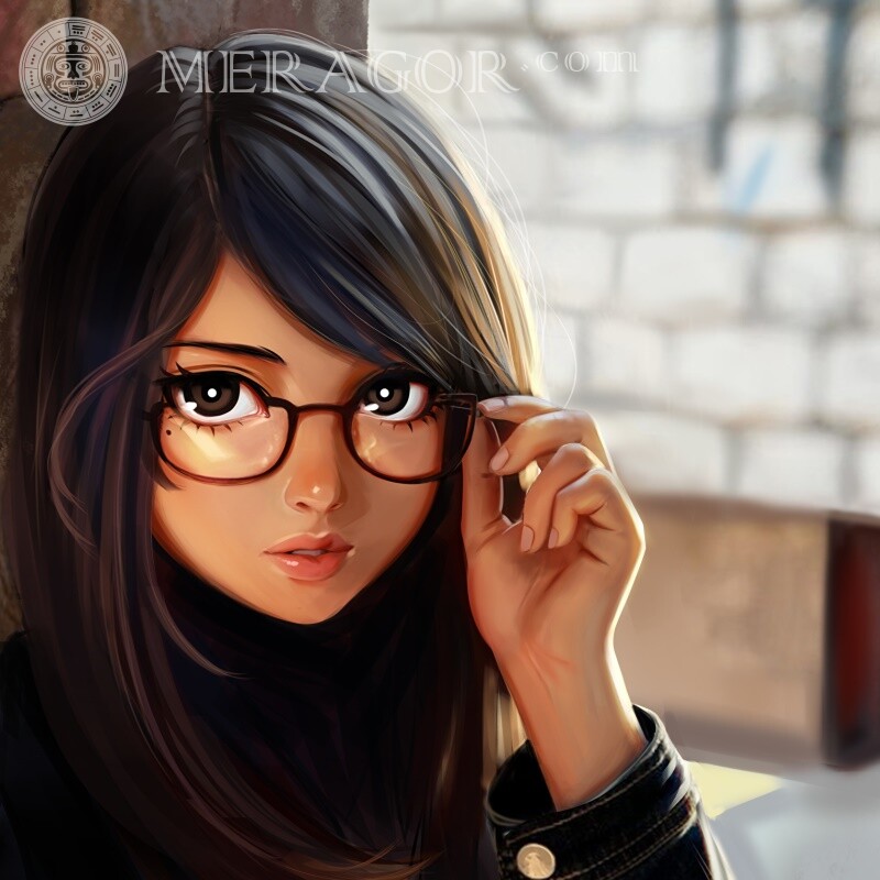 Schönes Mädchen auf Avatar herunterladen Maedchen Anime, Zeichnung mit Brille