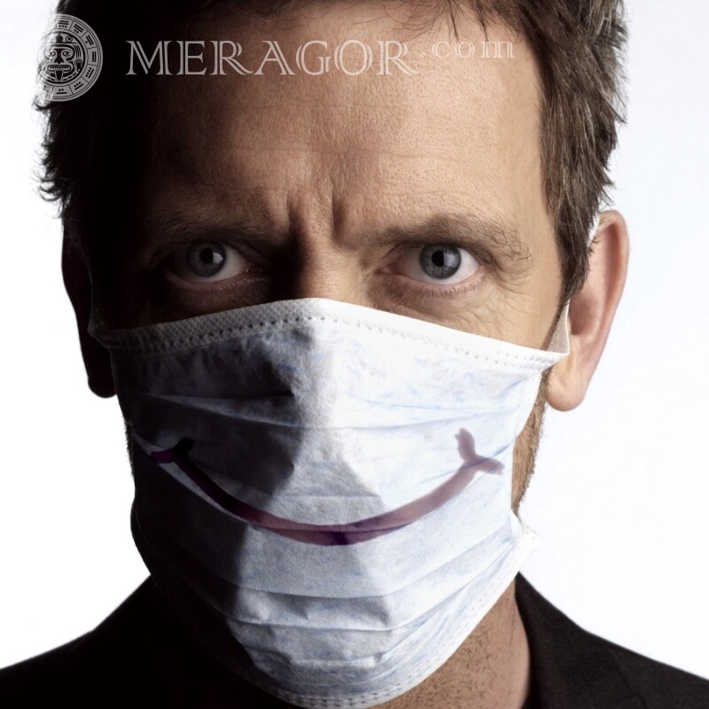 Dr House in einem Maskenfoto auf dem Profilbild Humor Maske Herr Lustig