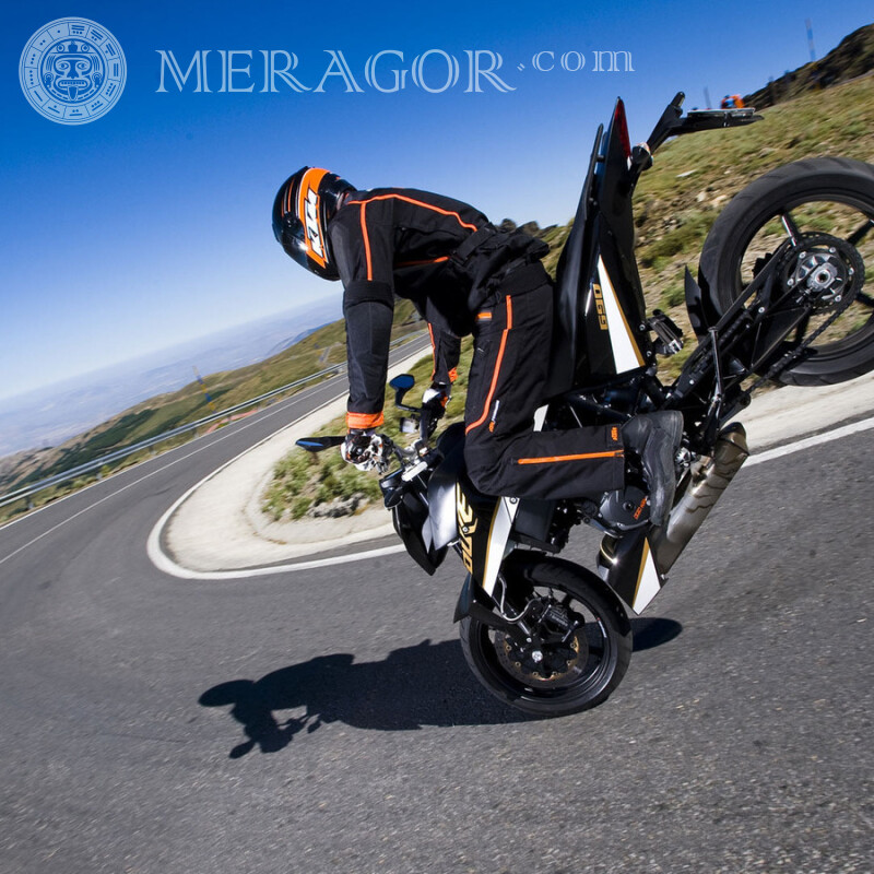 Laden Sie ein Foto eines Motorrads auf einem Avatar herunter Velo, Motorsport Transport