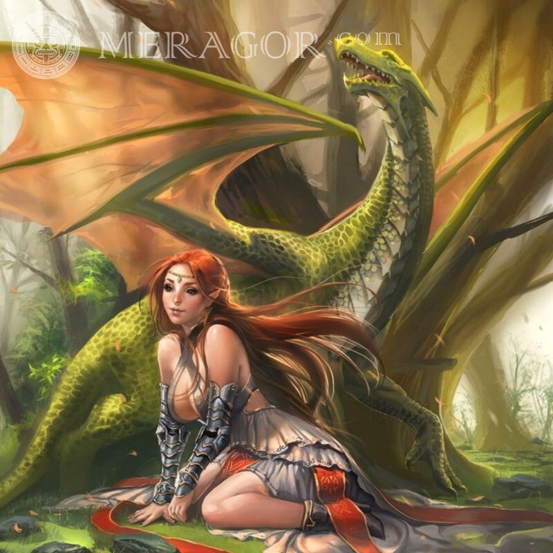 Арт дракон и девушка Драконы Аниме, рисунок Девушки