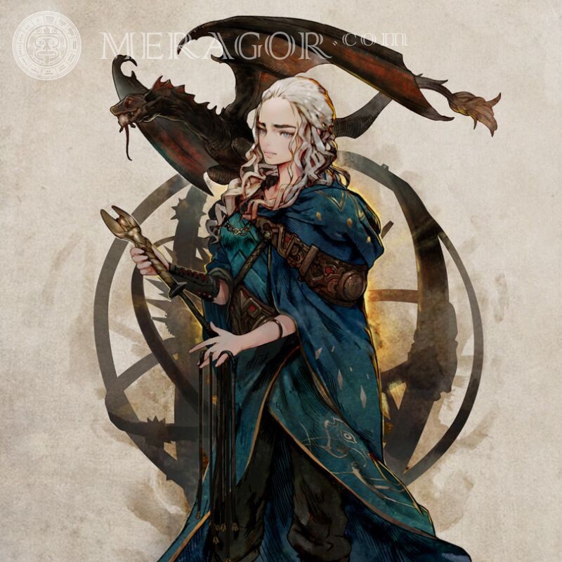 Schöner Avatar des Drachen und des Mädchens Drachen Für den Clan Anime, Zeichnung Blonden