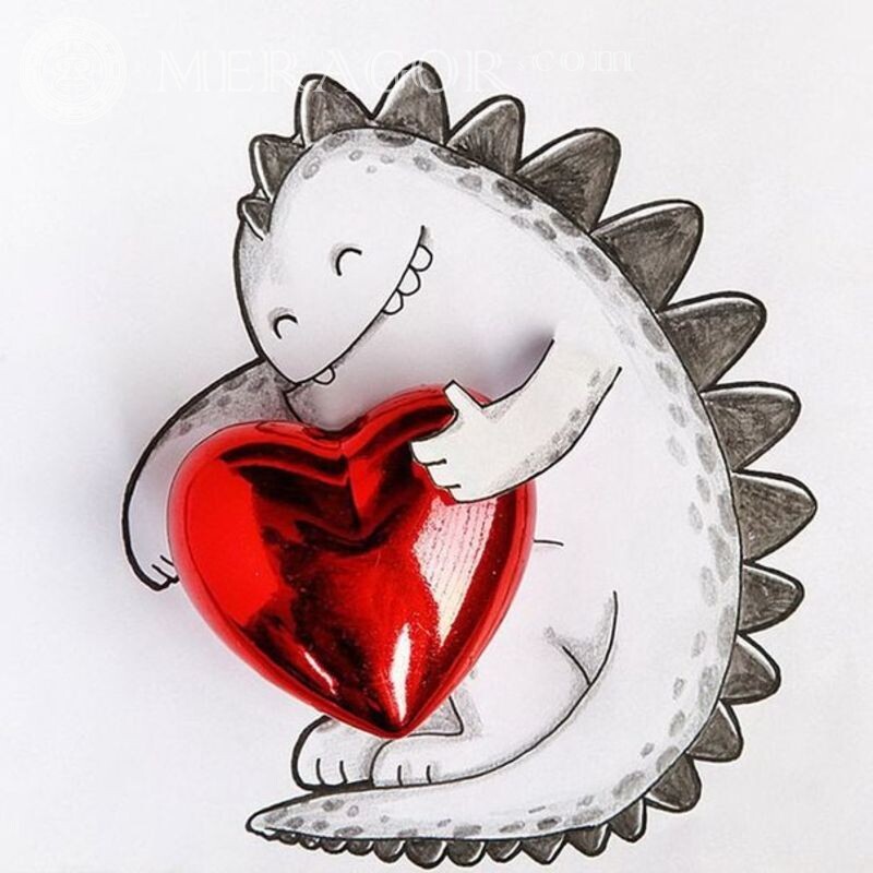 Dragon and heart Dragons Love