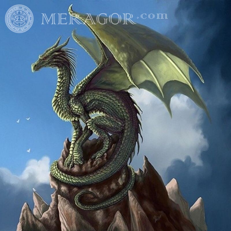 Imagen de dragón verde para avatar Dragón Anime, figura