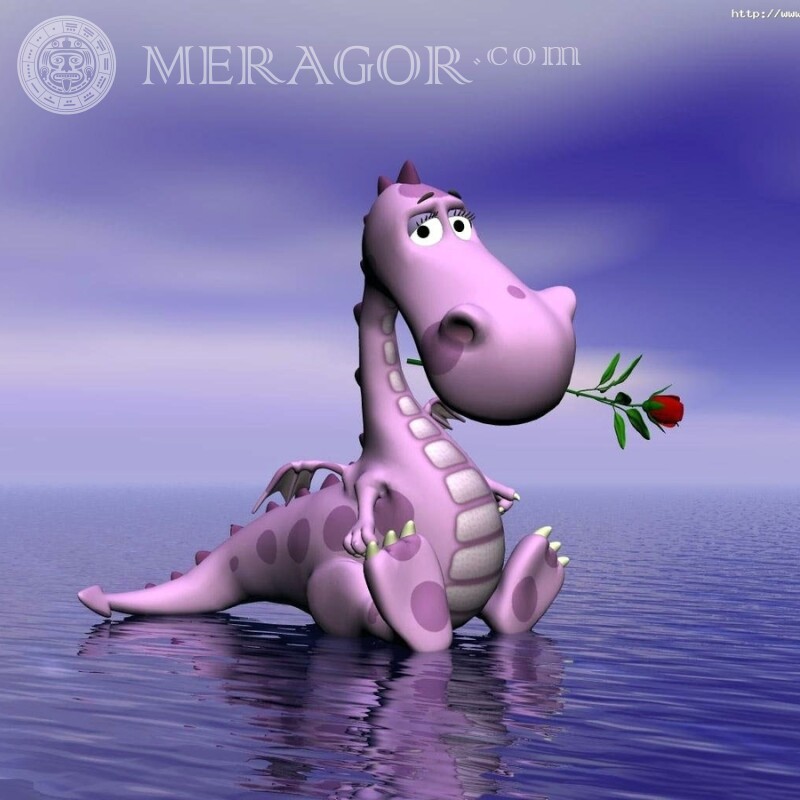 Ава с розовым драконом Humor Dragons Funny animals