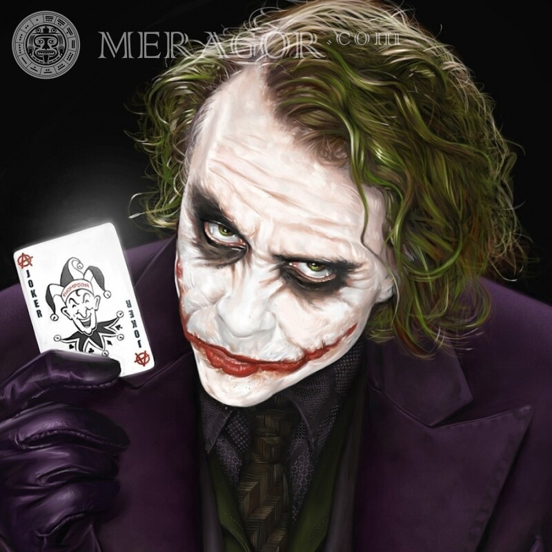 Joker with a JOKER card in his hand for an avatar From films Scary