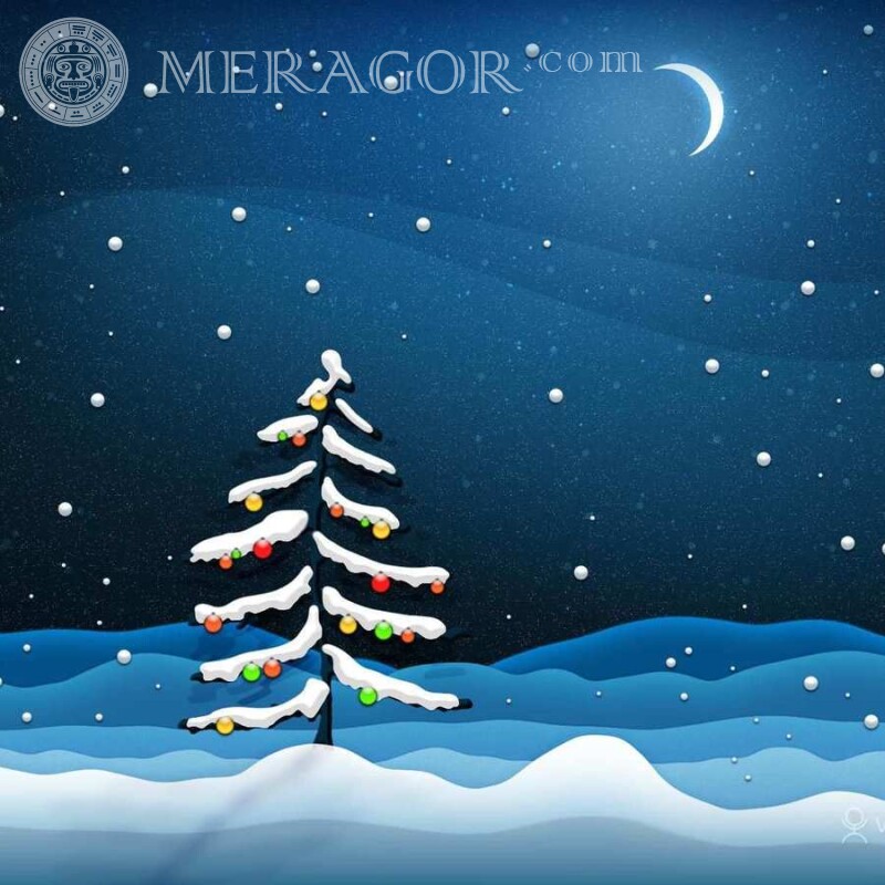 Árbol de navidad en el dibujo de avatar descargar en la página Fiesta Para el año nuevo