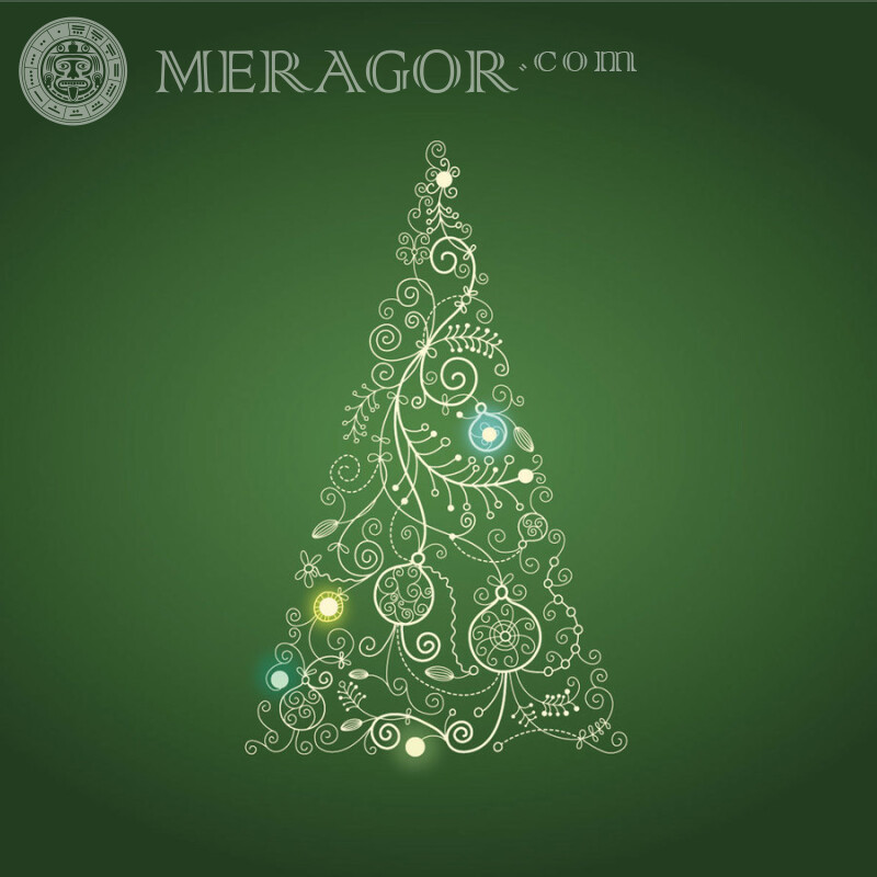 Christmas tree drawing for icon Holidays New Year
