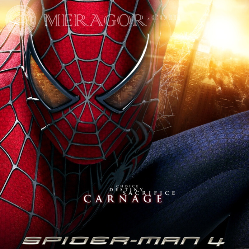 Primer plano de Spiderman en la foto de perfil De las películas