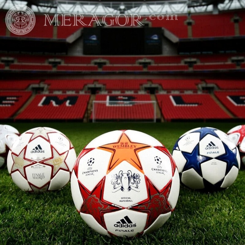 Bolas de futebol com emblemas no avatar Futebol Logos
