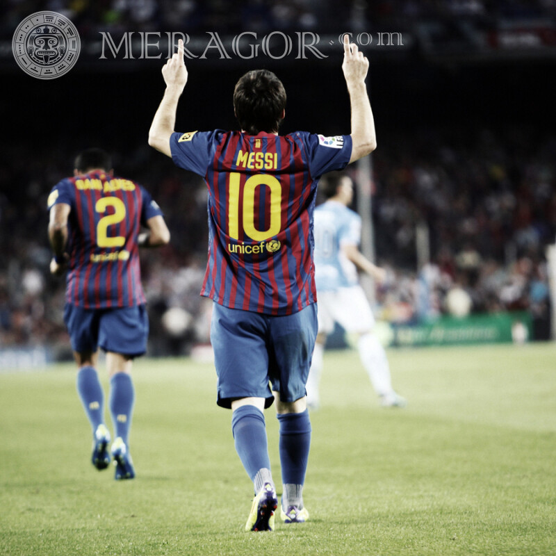 Football player Messi photo from the back on the profile picture Football Full height Guys Men
