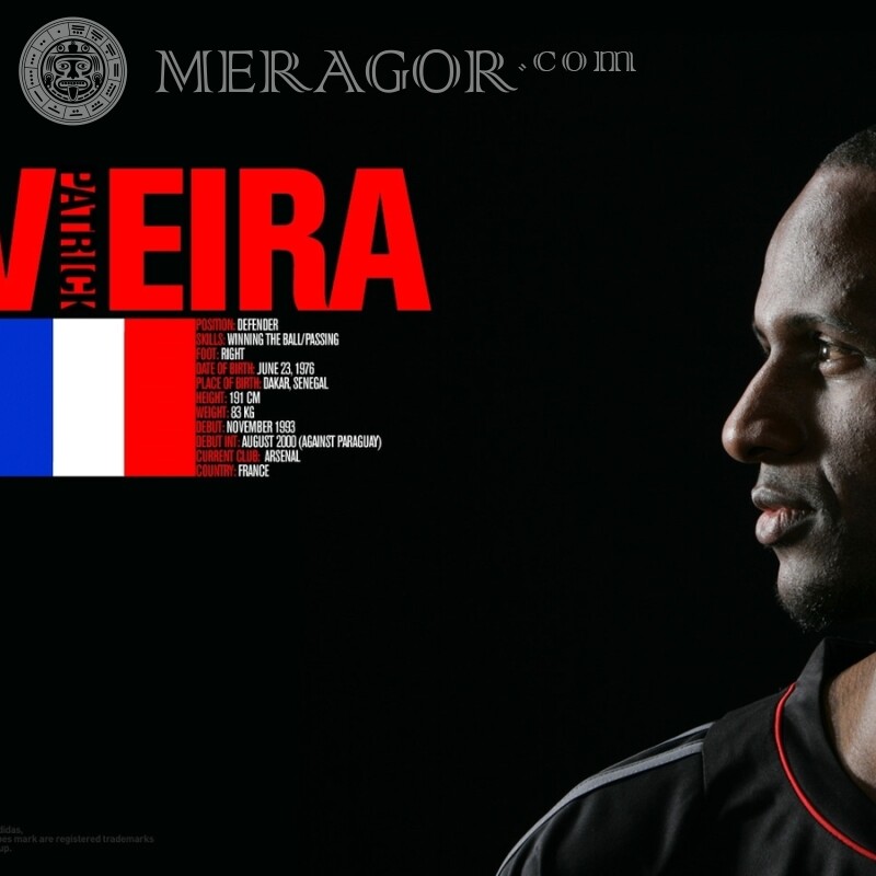 Joueur de football Vieira photo sur la photo de profil Football Noirs Pour VK Gars