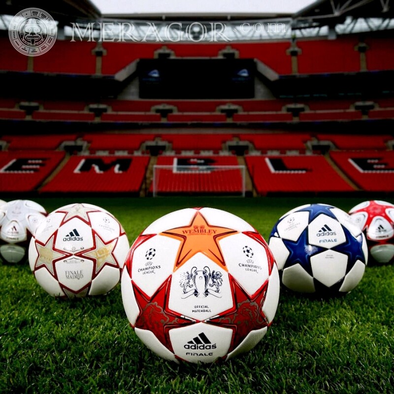 Balones de fútbol con emblemas en la descarga de avatar Fútbol Logotipos