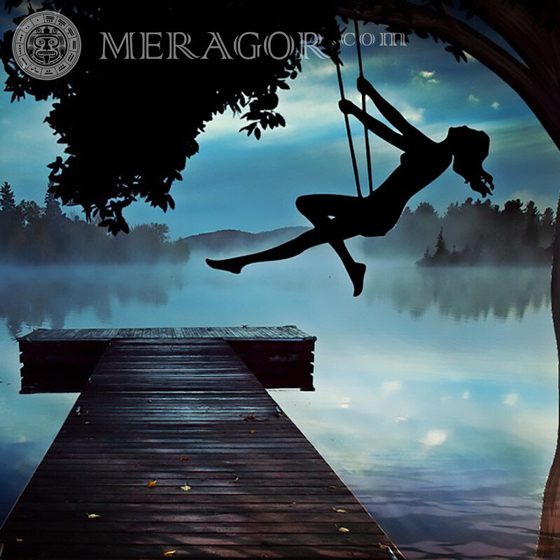 Balançar pelo avatar da lagoa Silhueta