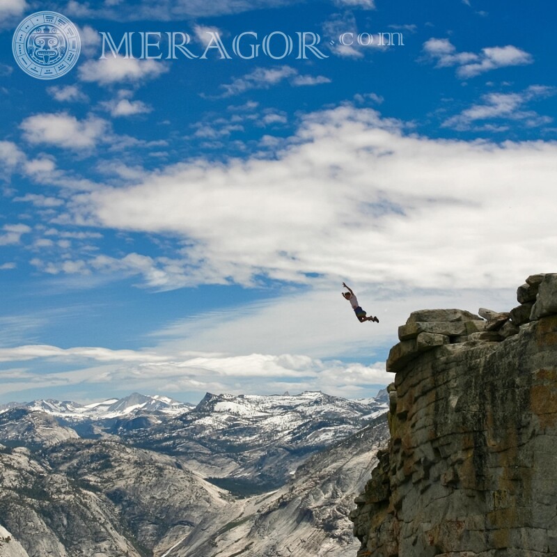 Photo de saut de falaise à la photo de profil Nature Gars Hommes