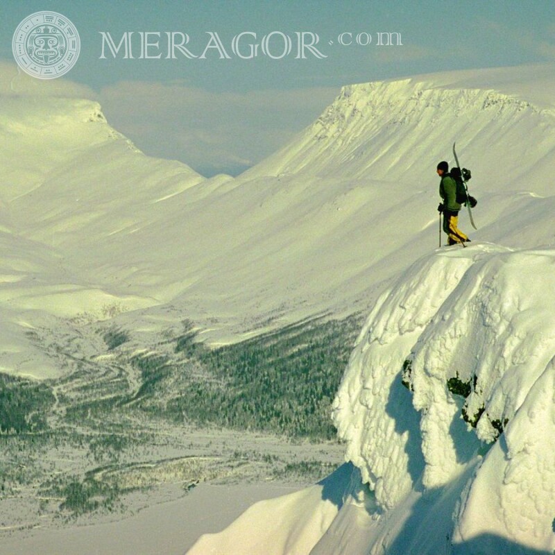 Сноубордист в горах фото на аватарку скачати Лижі, сноуборд Зимові Спортивний