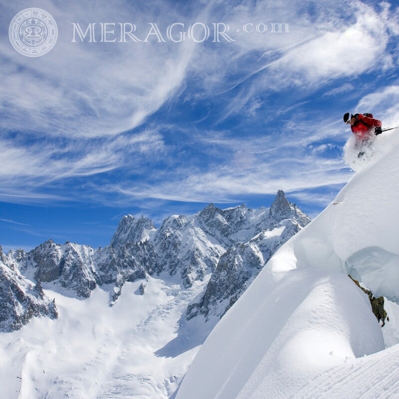 Foto de un esquiador en tu foto de perfil Esquí, snowboard Invierno Deportivos