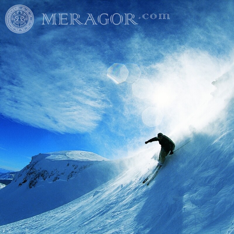 Фото лижника в горах на аватарку Лижі, сноуборд Зимові Спортивний