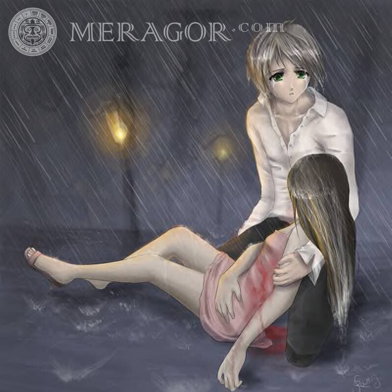 Kerl mit einem Mädchen traurig ava Traurige Anime, Zeichnung Mann mit Freundin