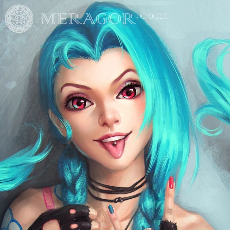 Jinx LoL auf Avatar Gesichter, Porträts Alle Spiele Maedchen Mädchen