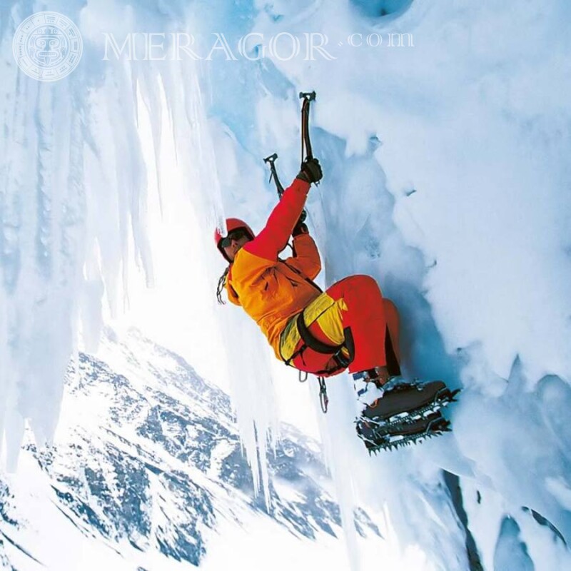 Foto de alpinista na foto de perfil Desporto Inverno